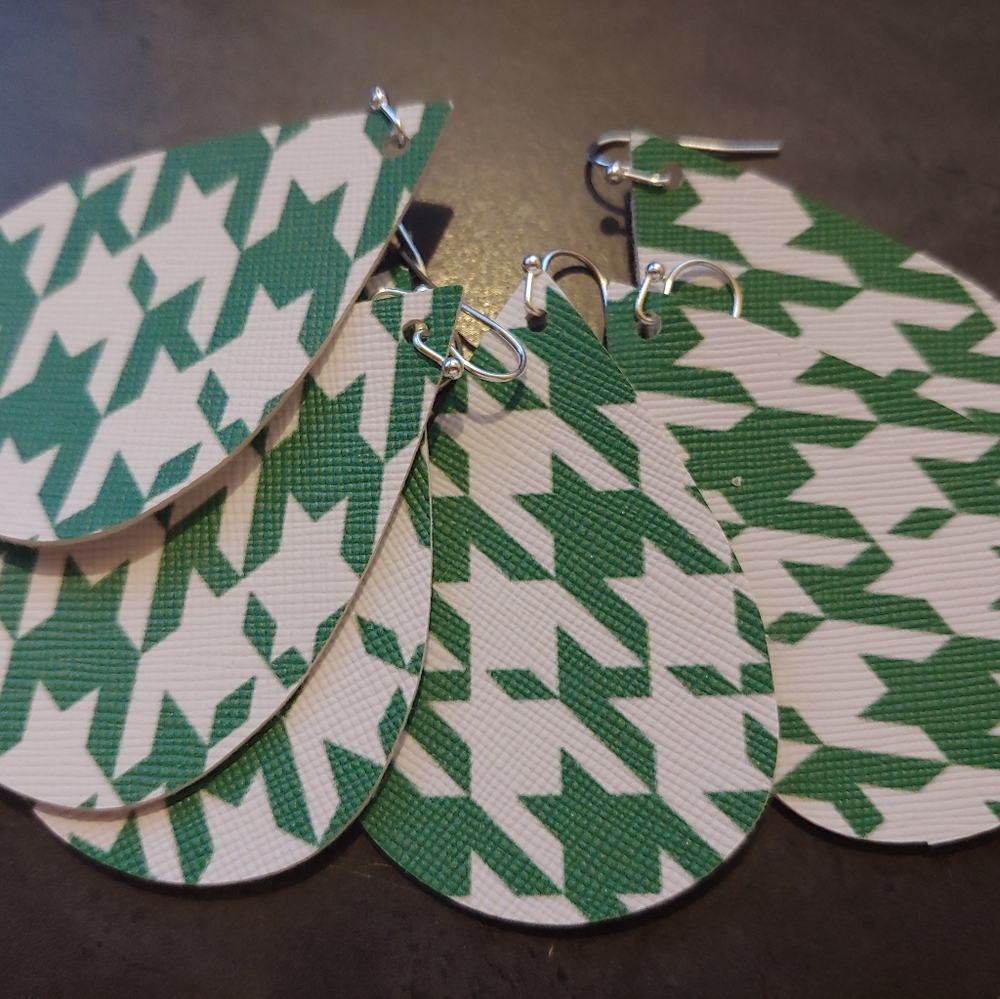 Green & white earrings
